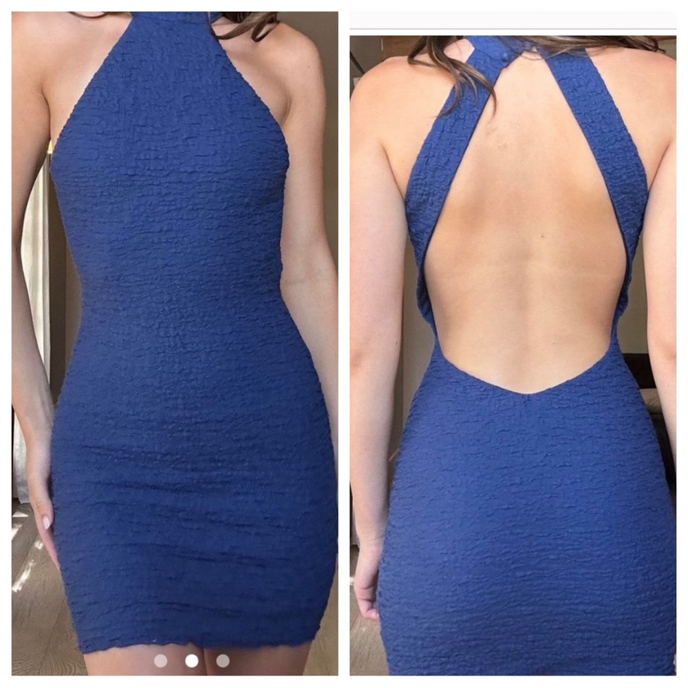 ❌SOLD❌Meshki navy halter neck mini dress